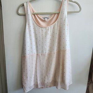 EXPRESS Women Pink, White Blouse; Gold Studs; large